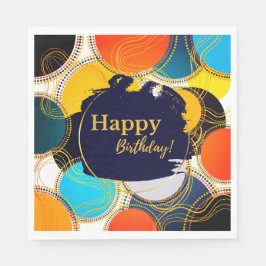 Fun Retro Abstrakt Happy Birthday Party Serviette