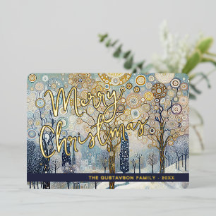 Fun Retro Abstraktes Winterschnee Wunderland Kunst Folien Feiertagskarte