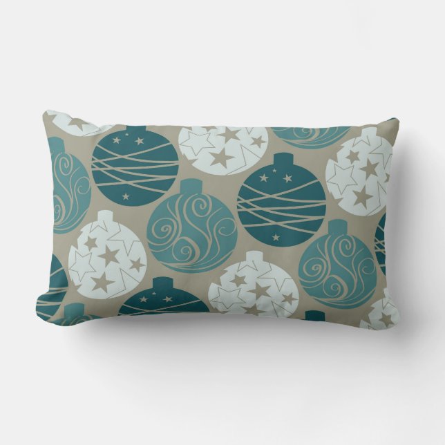 Fun Retro Blue Gray Weihnachtsdekoration Design Lendenkissen (Vorderseite)