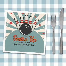 Fun Retro Bowling Birthday boy  Party for Kids Serviette