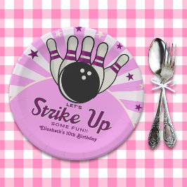 Fun Retro Bowling Birthday Girl Party Pappteller