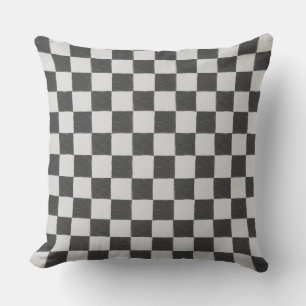 Fun Retro Checkerboard Muster Schwarz-Weiß Kissen