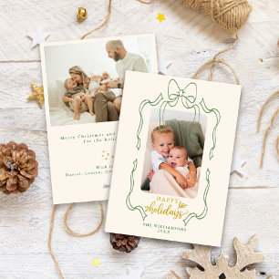 Fun Retro Christmas Bow Familie Foto Happy Feiertagskarte
