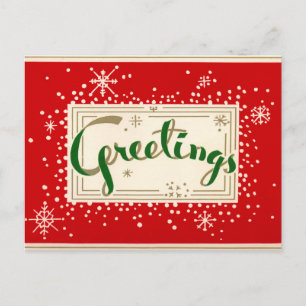 Fun Retro Christmas Greetings Postcard Feiertagspostkarte