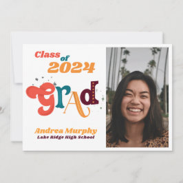 Fun & Retro "Class" Grad Foto Abschluss Einladung