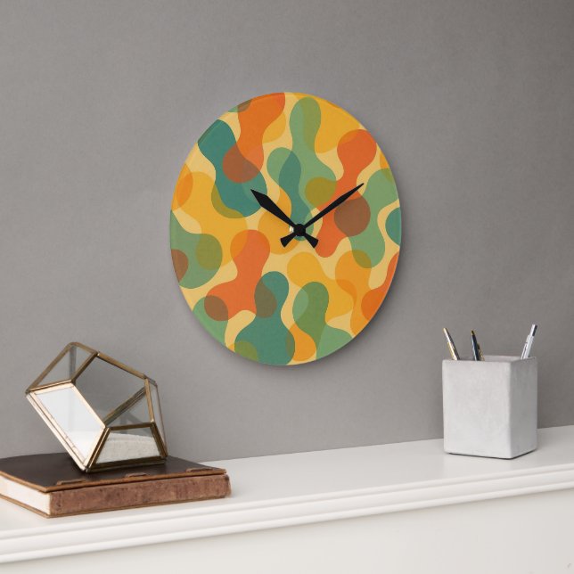 Fun Retro Classic Amorphous Shapes Art Pattern Große Wanduhr (Büro)