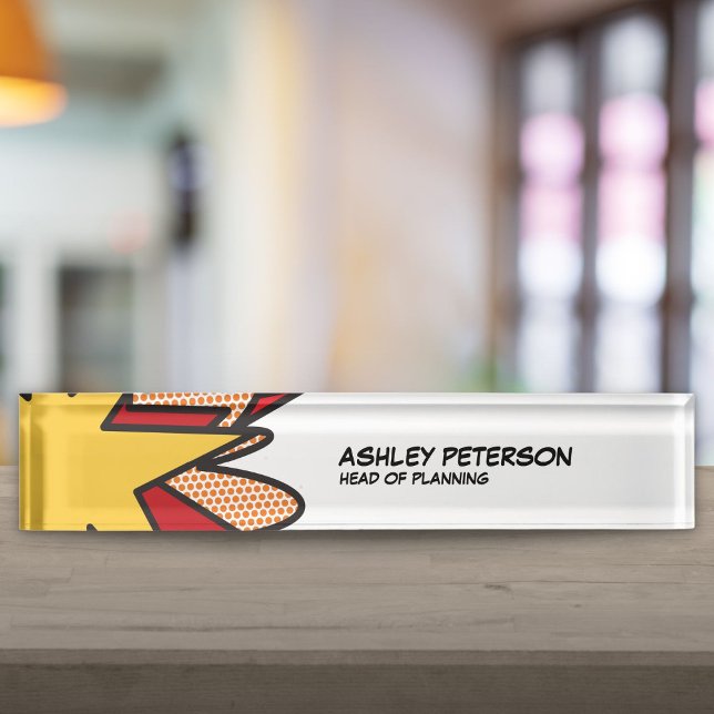 Fun Retro Comic Book Namensplakette (Fun Retro Comic Book Desk Name Plate)