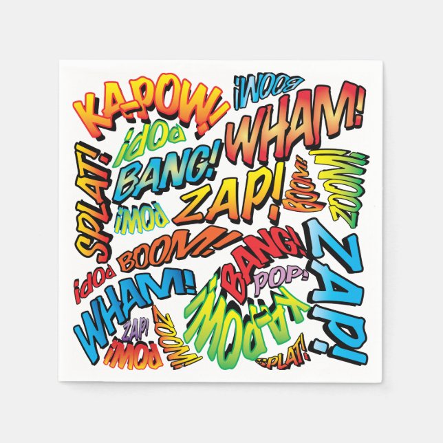 Fun Retro Comic Book Sounds Serviette (Vorderseite)