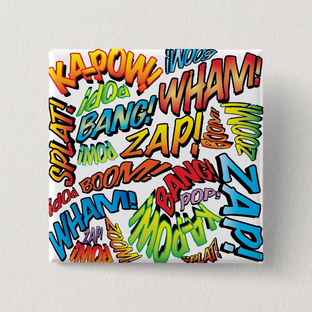 Fun Retro Comic Buch Pop Art Sounds Button (Vorderseite)