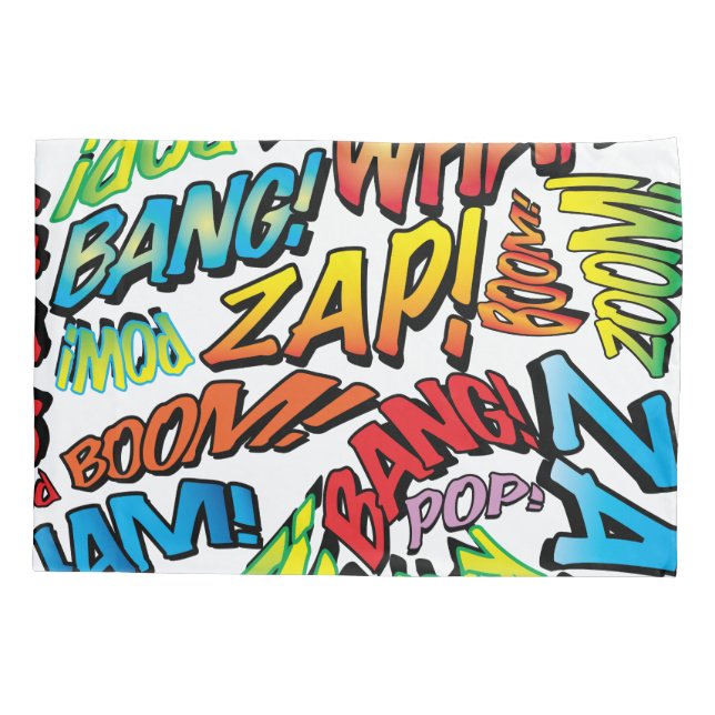 Fun Retro Comic Buch Pop Art Sounds Kissenbezug (Rückseite)