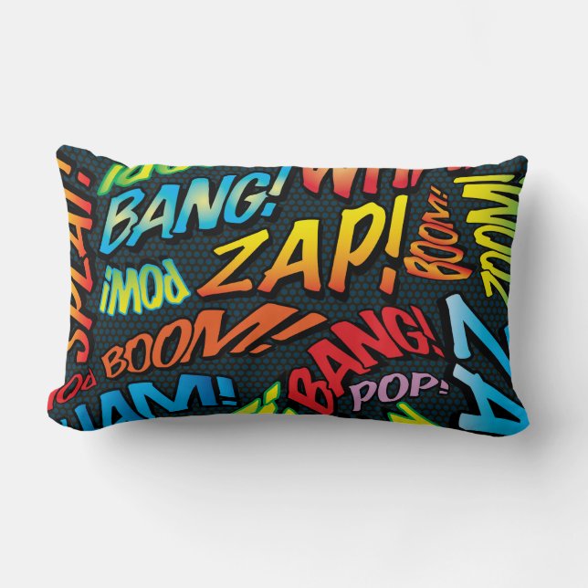 Fun Retro Comic Buch Pop Art Sounds Lendenkissen (Vorderseite)