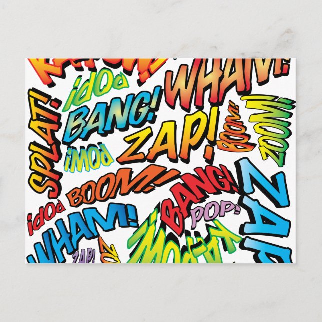 Fun Retro Comic Buch Pop Art Sounds Postkarte (Vorderseite)