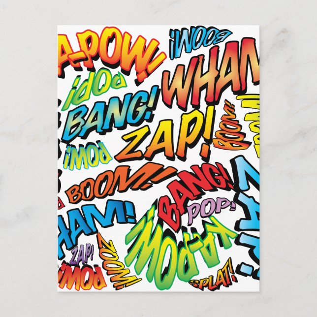 Fun Retro Comic Buch Pop Art Sounds Postkarte (Vorderseite)