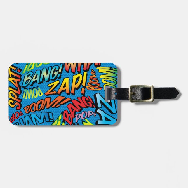 Fun Retro Comic Buch Pop Kunst Sprechblase Gepäckanhänger (Vorderseite horizontal)