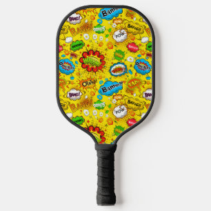 Fun Retro Comic Sprechblasen Nahtloses Muster Pickleball Schläger