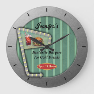 Fun Retro Diner Große Wanduhr