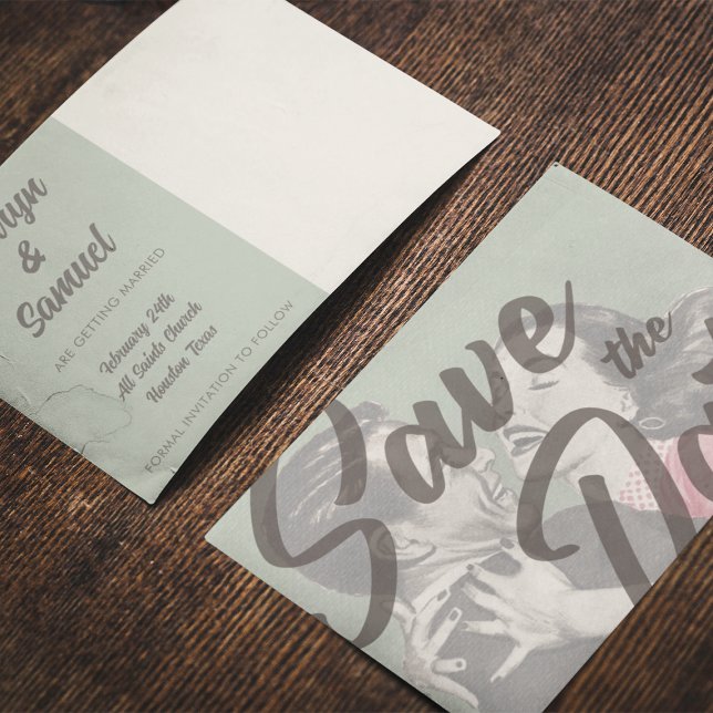 Fun Retro Enregistrer la date Modèle de carte post (Créateur téléchargé)