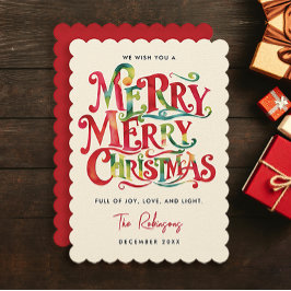 Fun Retro Frohe Weihnachten Farbenfrohe Wasserfarb