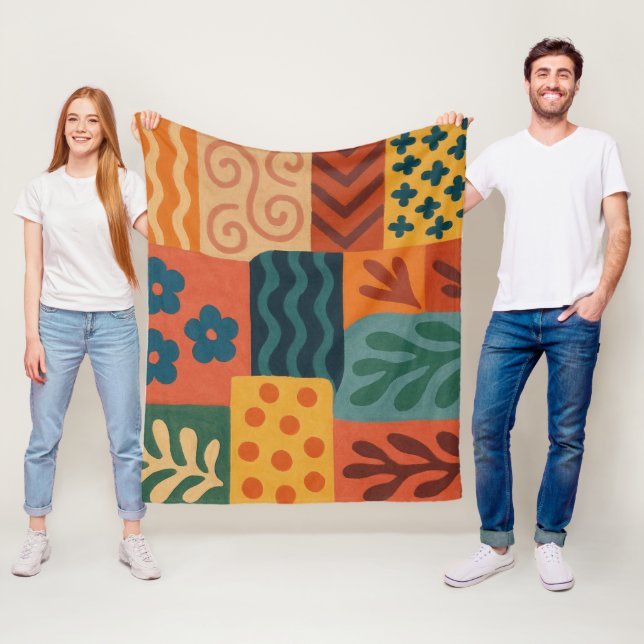 Fun Retro Garden Collage Muster Motif Fleecedecke (Beispiel)