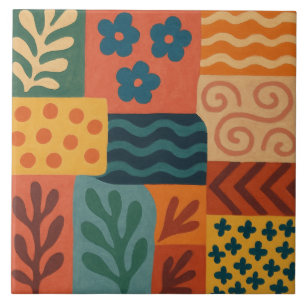 Fun Retro Garden Collage Muster Motif Fliese