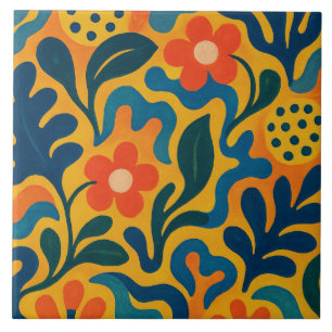 Fun Retro Garden Collage Muster Motif Fliese