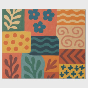 Fun Retro Garden Collage Muster Motif Geschenkpapier