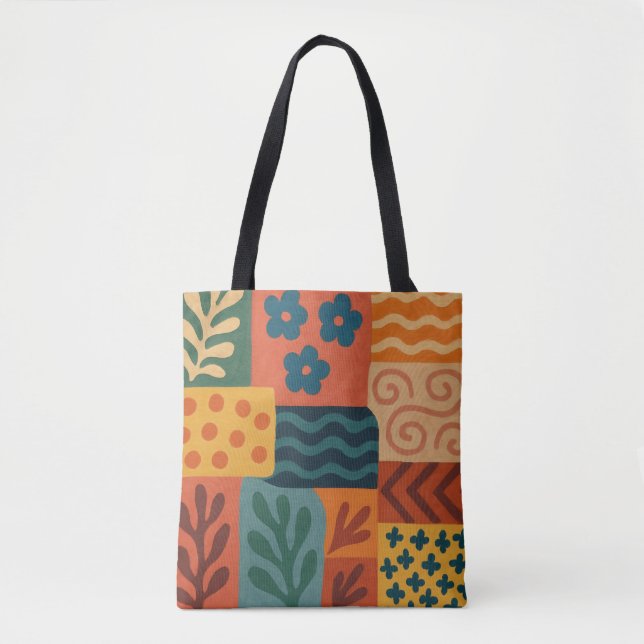 Fun Retro Garden Collage Muster Motif Tasche (Vorderseite)