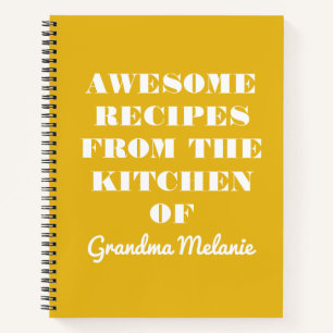 Fun Retro Gelbe Typografie Oma Rezept Notizbuch