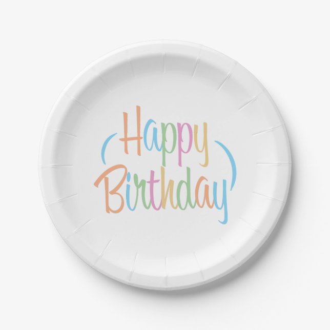 Fun Retro Happy Birthday Pappteller (Vorderseite)