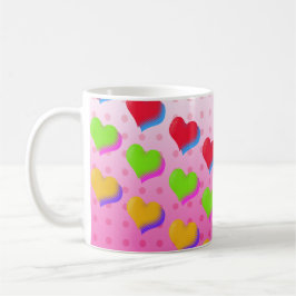 Fun Retro Liebe rosa Herz Muster Kaffeetasse