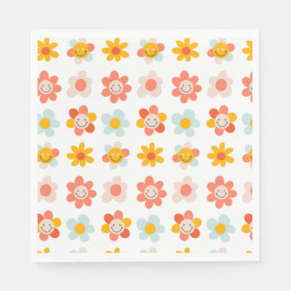 Fun Retro Moderne Hippie-Blume Serviette