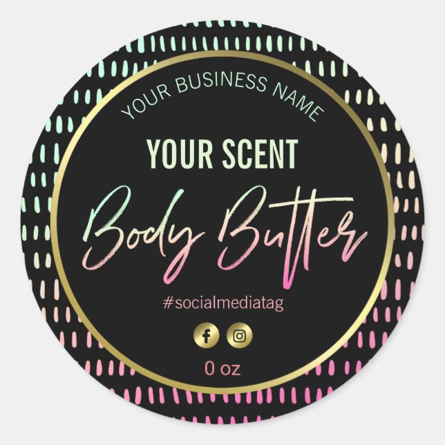 Fun Retro Muster Body Butter Labels Runder Aufkleber (Vorderseite)