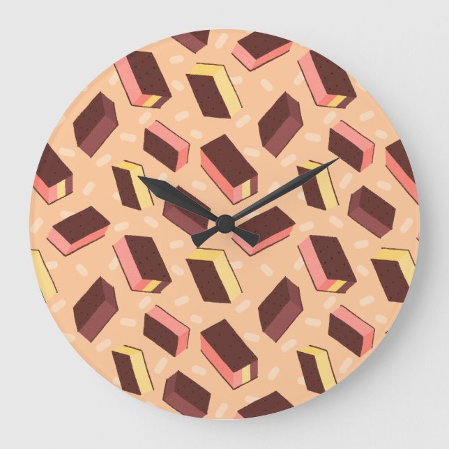Fun Retro Neapolitan Ice Cream Sandwich Große Wanduhr (Vorderseite)