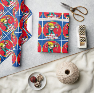 Fun Retro Old Man Still Truckin' Geschenkpapier