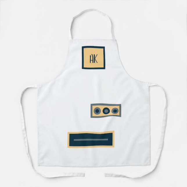 Fun Retro Personalisierte gelbe Schürze (Vorderseite)