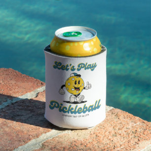 Fun Retro Pickleball Cartoon Mascot Personalisiert Dosenkühler