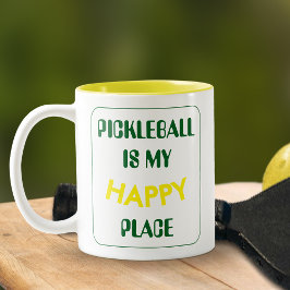 Fun Retro Pickleball ist mein glücklicher Ort Zweifarbige Tasse