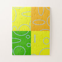 Fun Retro Quad Gelb Grün Orange Geometrisch