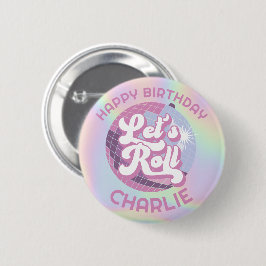 Fun Retro Roller Skaten Girls Geburtstagsfavoriten Button