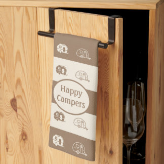 Fun Retro RV Happy Campers in Kaffee und Creme Geschirrtuch