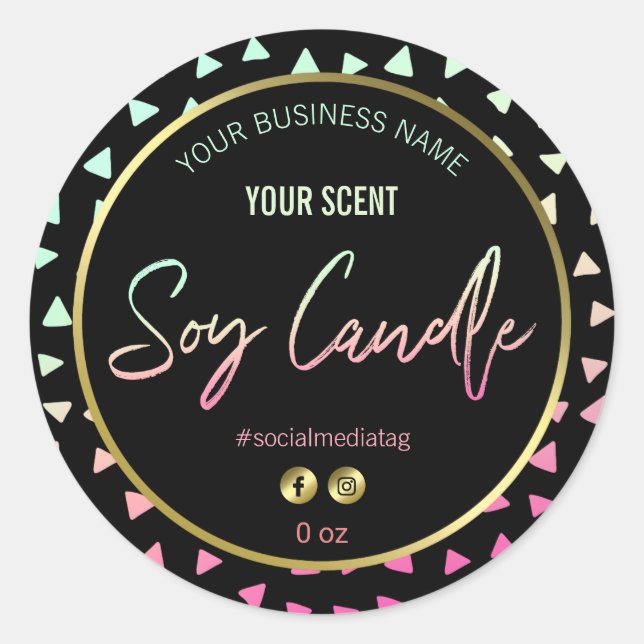 Fun Retro Soy Candle Labels Runder Aufkleber (Vorderseite)