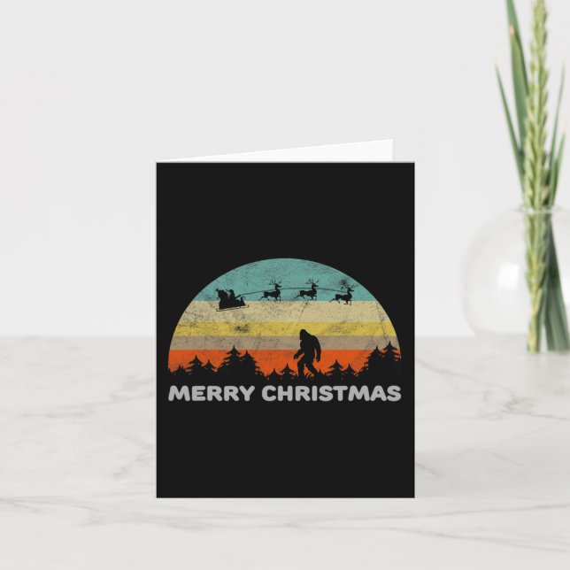 Fun Retro Style Big Foot Frohe Weihnachten Yeti Karte (Vorderseite)