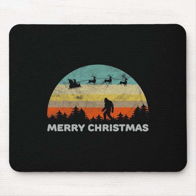 Fun Retro Style Big Foot Frohe Weihnachten Yeti Mousepad (Vorne)