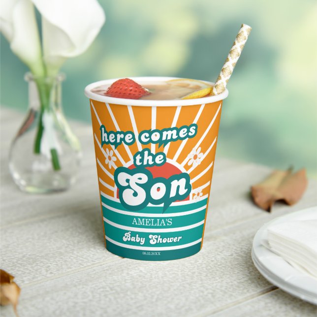 Fun Retro Sunshine Baby Dusche Pappbecher (In Situ)