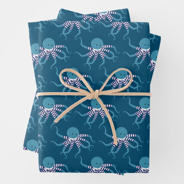 Fun Retro Swimsuit Octopus Tier Geschenkpapier Set (Beispiel)