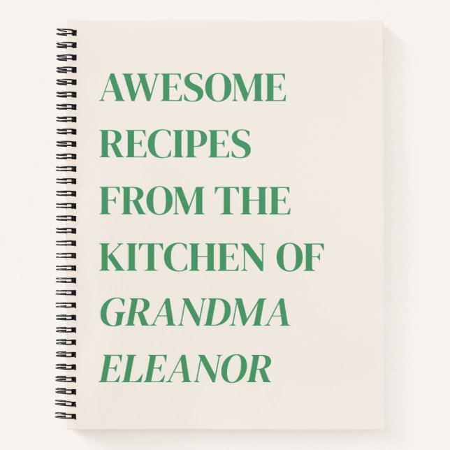 Fun Retro Typografie Kelly Green Oma Rezept Notizbuch (Vorderseite)