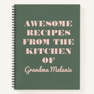 Fun Retro Typografie Rosa und grünes Oma Rezept Notizbuch