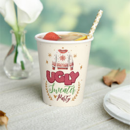 Fun Retro Ugly Sweater Weihnachts-Party Pappbecher