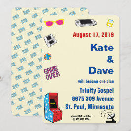 Fun Retro Video Gamer 🎮 💍 Hochzeit Einladung