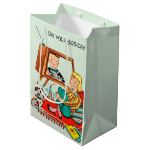 Fun Retro Vintag Geburtstag Mittlere Geschenktüte